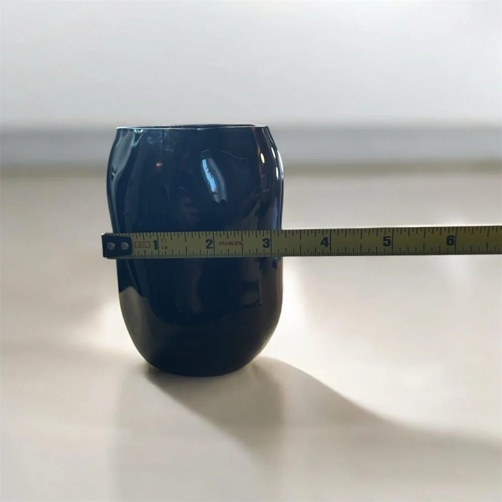 Translucent Black Asymmetrical Vase 5” tall